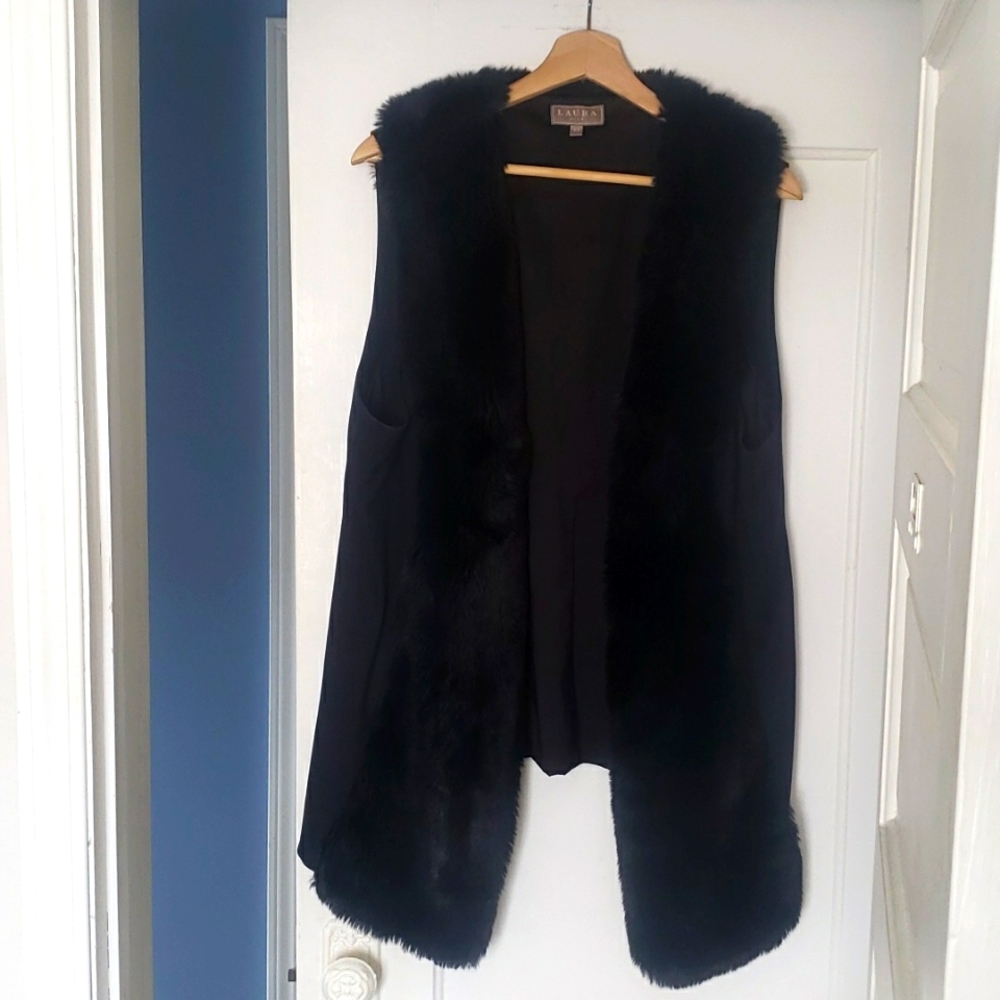 Black Faux Fur Vest